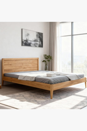 Tömör tölgyfa franciaágy 180x200 cm, masszív, természetes fa színű